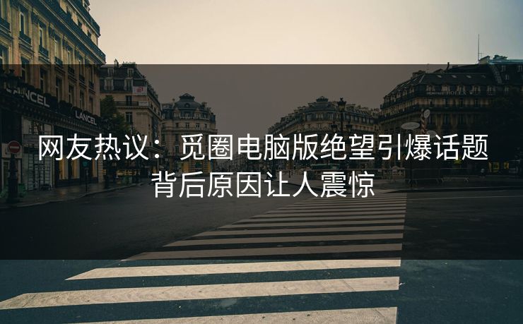 网友热议：觅圈电脑版绝望引爆话题背后原因让人震惊