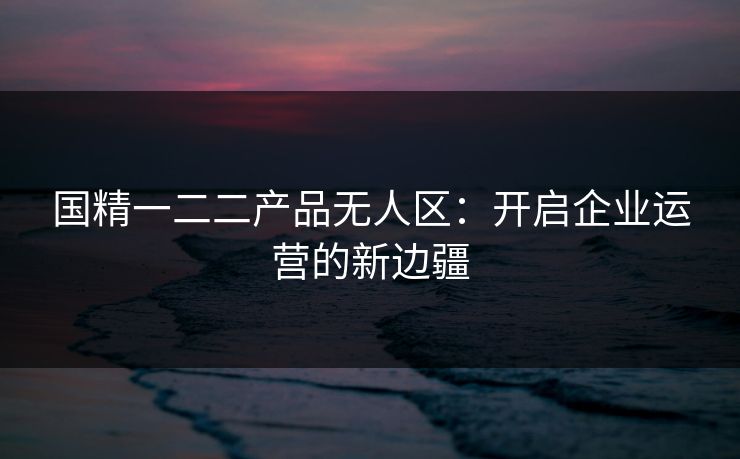 国精一二二产品无人区：开启企业运营的新边疆