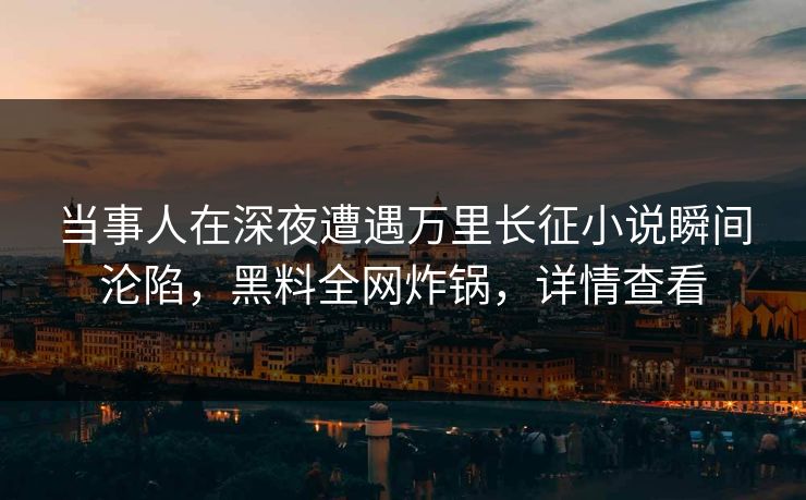 当事人在深夜遭遇万里长征小说瞬间沦陷，黑料全网炸锅，详情查看