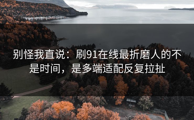 别怪我直说：刷91在线最折磨人的不是时间，是多端适配反复拉扯