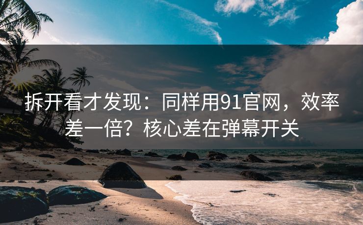 拆开看才发现：同样用91官网，效率差一倍？核心差在弹幕开关
